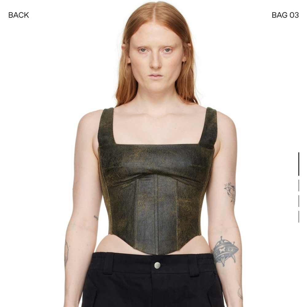 MISBHV SSENSE Exclusive Brown Faux Leather Corset Bustier Top